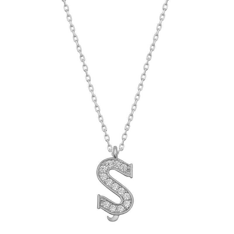 925 Ayar Gumus Rodyum Kaplama S Harfi Kadin Gumus Kolye