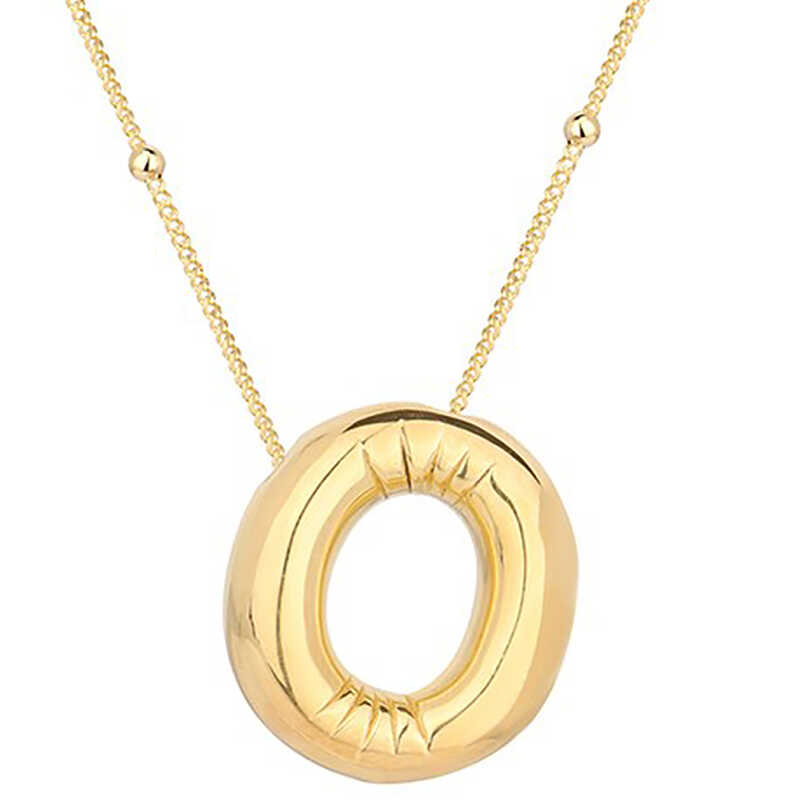 925 Ayar Gumus Gold Balon O Harfi Kadin Kolye