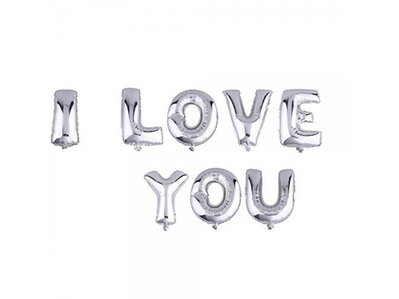 Parti Aksesuar I Love You Folyo Balon Gumus Renk 35 CM