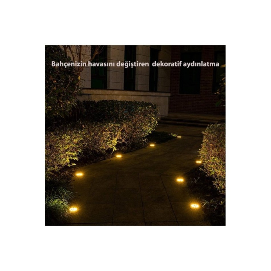 4'lu Solar Panelli Kazikli Zemin Solar Ledi 8+4 Led GUN ISIGI