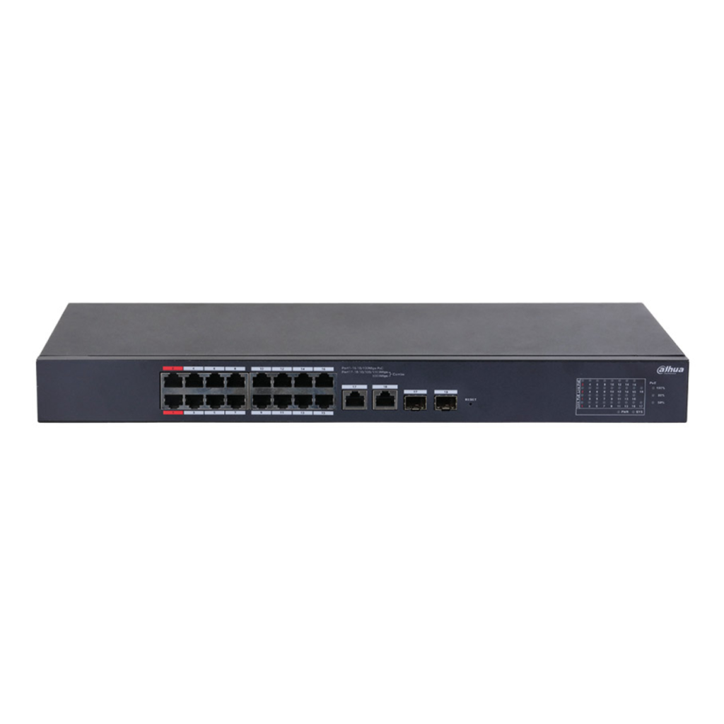 DAHUA CS4218-16ET-190, 16Port, Megabit, PoE 190W, 2 Port SFP Gigabit Combo, Cloud Yonetilebilir, Switch