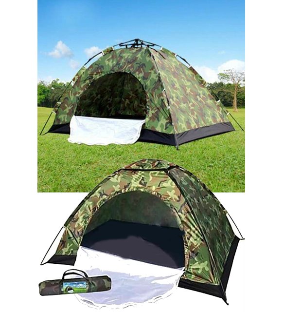 4 Kisilik Kamuflaj Desenli Kolay Kurulumlu Kamp Cadiri