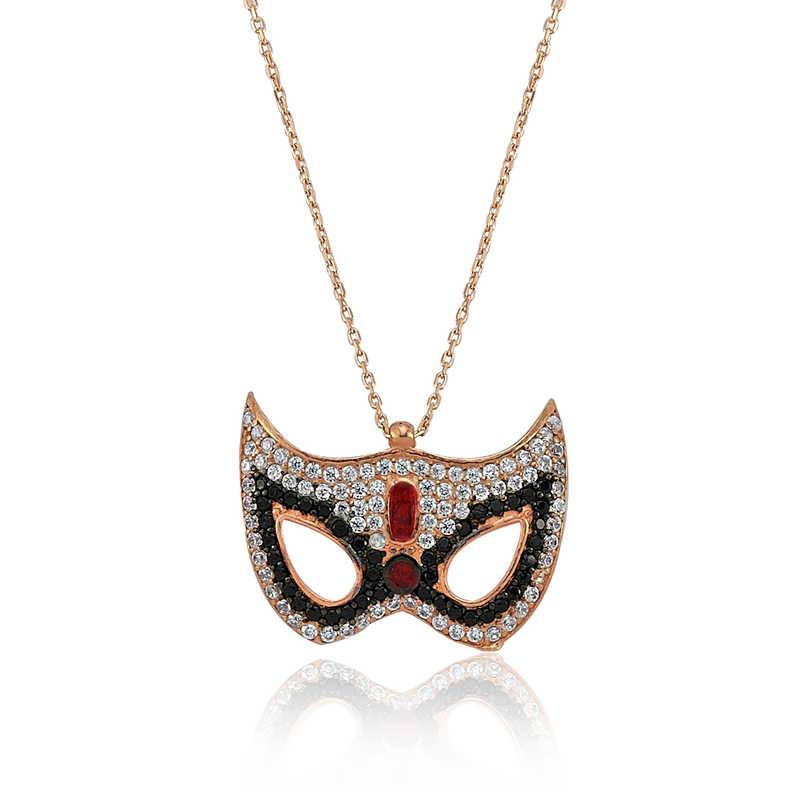 925 Ayar Gumus Maske Bayan Kolye