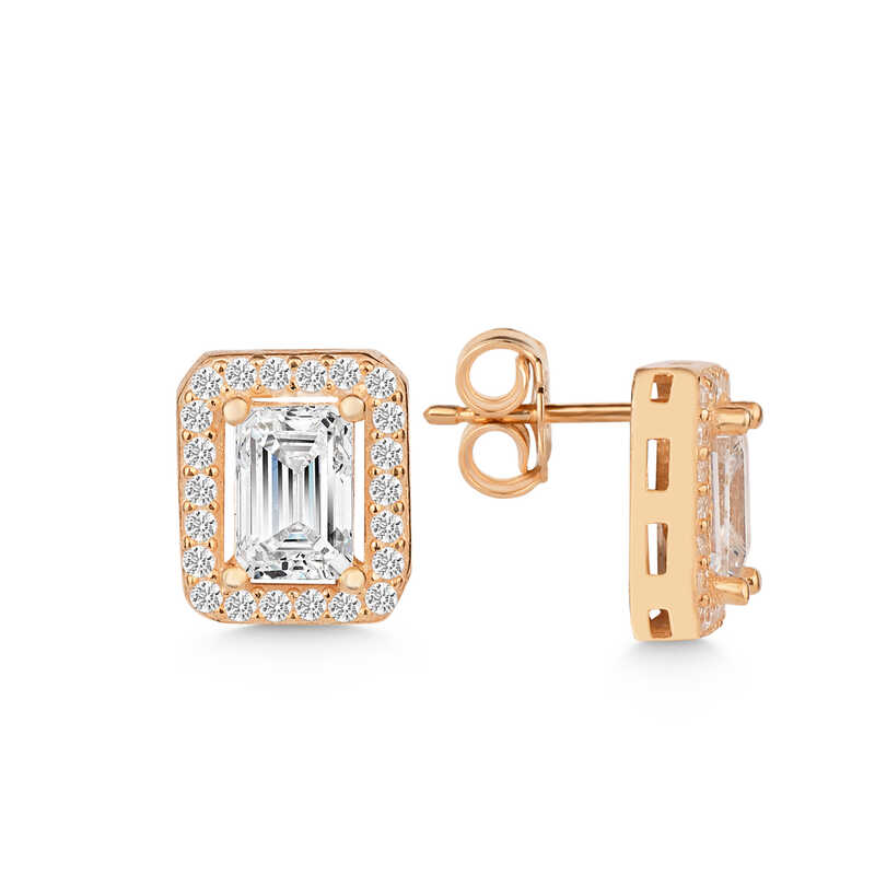 Gumus Rose Beyaz Baget Tasli Civili Kadin Kupe