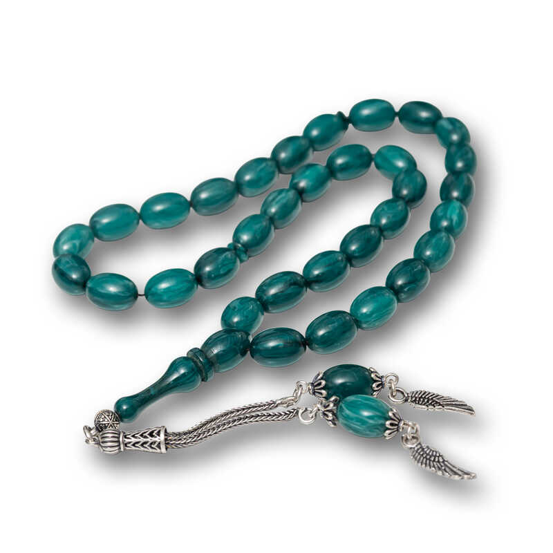 Gumus Puskullu Sikma Kehribar Tesbih