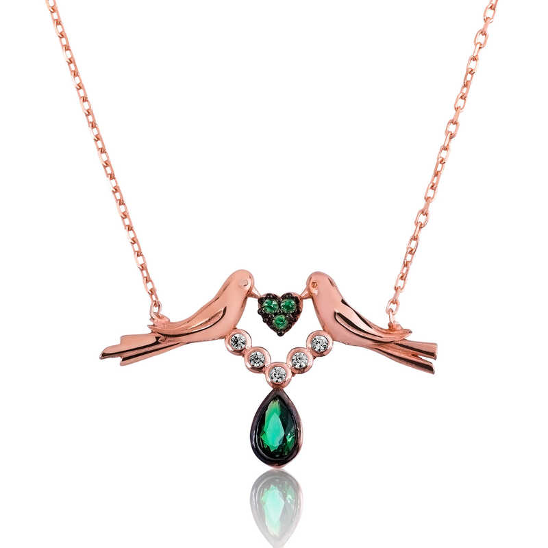 925 Ayar Gumus Sevgi Kusu Kadin Gumus Kolye