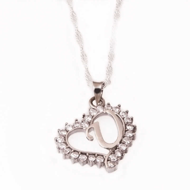 925 Ayar Gumus U Harfi Kalpli Kadin Gumus Kolye