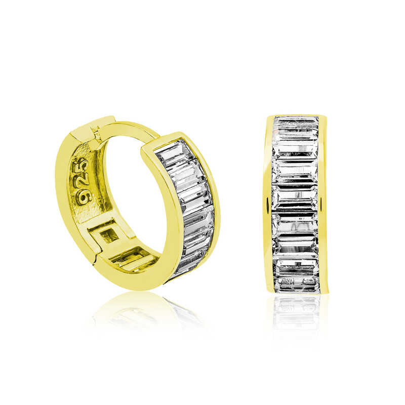 ​Gumus Gold Baget Tasli Halka Kupe