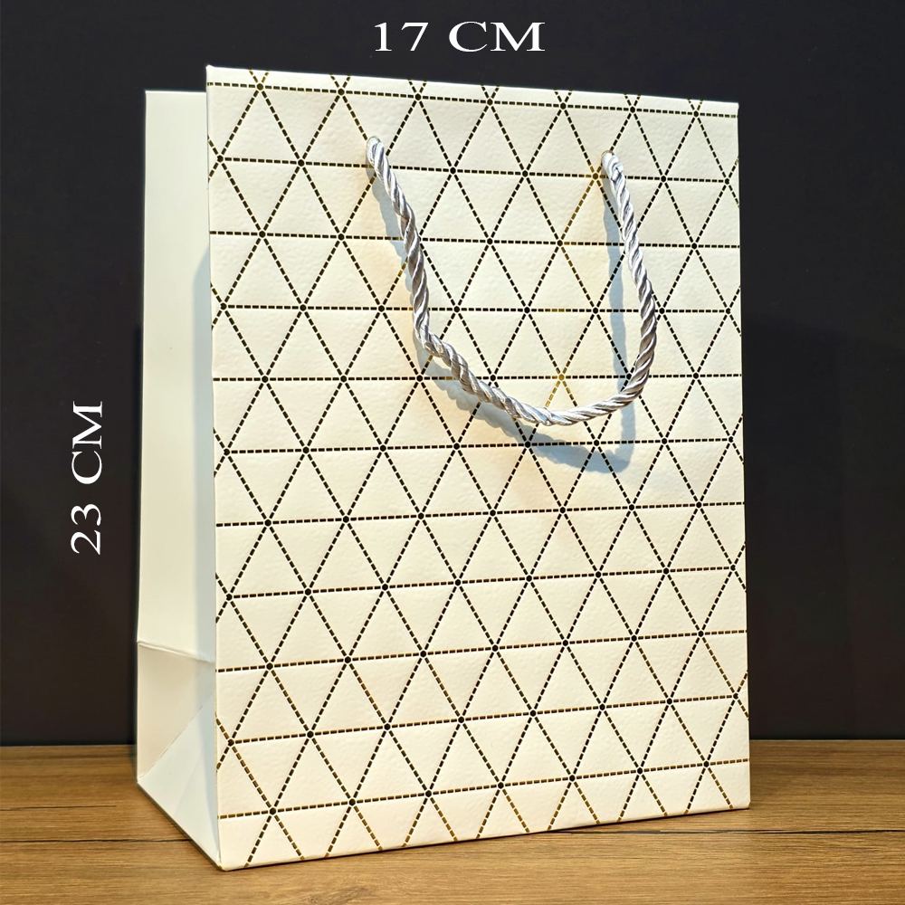 Beyaz Desenli Kucuk Boy Hediye Cantasi