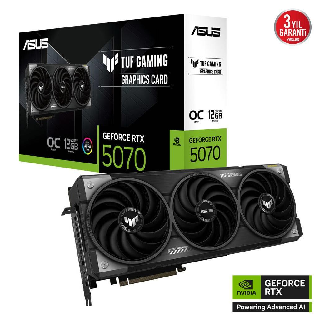 ASUS TUF-RTX5070-O12G-GAMING, 12Gb, 192Bit, GDDR7, 2xHDMI, 3xDP GAMING Ekran Karti