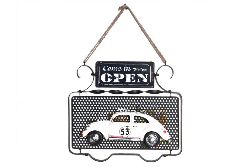 Dekoratif Metal Kapi Yazisi Araba Dekorlu Vintage Hediyelik