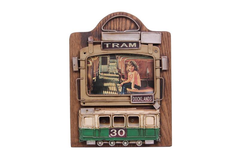 Dekoratif Metal Cerceve Tramvay Dekorlu Vintage Hediyelik