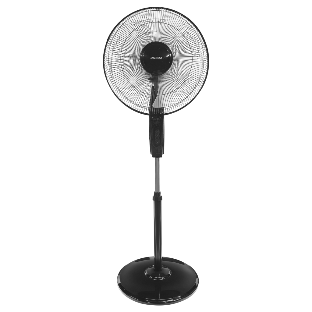 EVEREST FAN11, SIYAH, CoolAir, 3 Kademeli Hiz, 40cm 5 Kanat Pervane ve Cerceve, 45W, Otomatik Salinim, Yukseklik Ayarli Vantilator