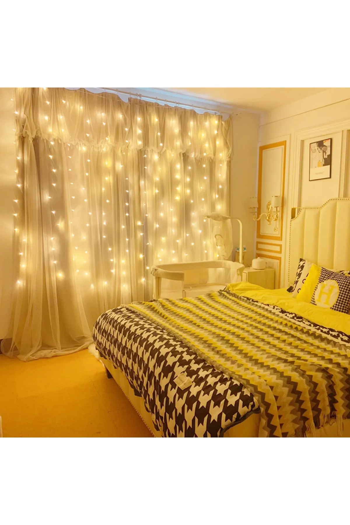 8 Fonksiyonlu Peri Perde Led Uzaktan Kumandali Gunisigi Perde Peri Led (3 mt x 3 mt)