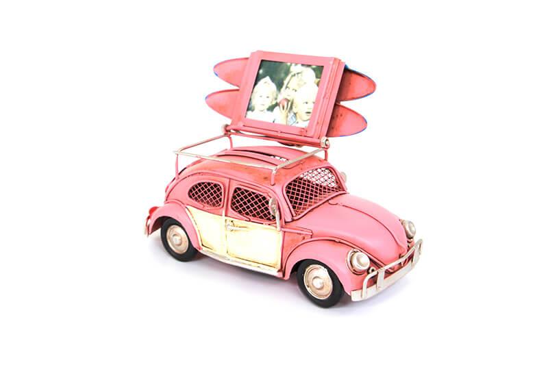 Dekoratif Metal Araba Cerceveli ve Kumbarali Biblo Hediyelik