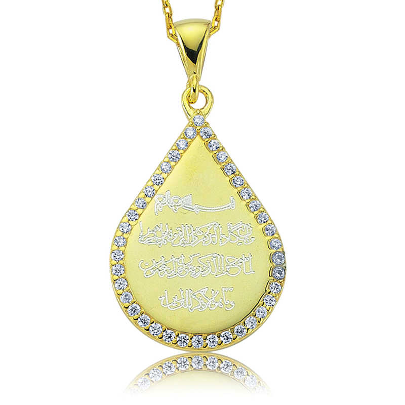 925 Ayar Gumus Damla Nazar Duasi Kadin Gumus Kolye