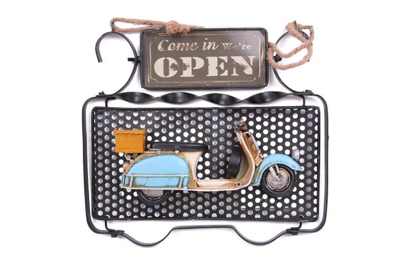 Dekoratif Metal Kapi Yazisi Scooter Dekorlu Vintage Hediyelik