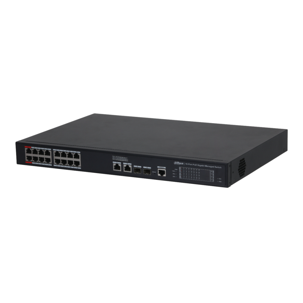 DAHUA S4220-16GT-240, 16 Port, Gigabit, PoE 240W, 2 Port Gigabit Uplink, 2 Port SFP Gigabit Combo, Longe Range 250Mt, Cloud Yonetilebilir, Switch