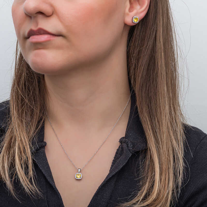 ​925 Ayar Gumus Sari Baget Tasli Kadin Set