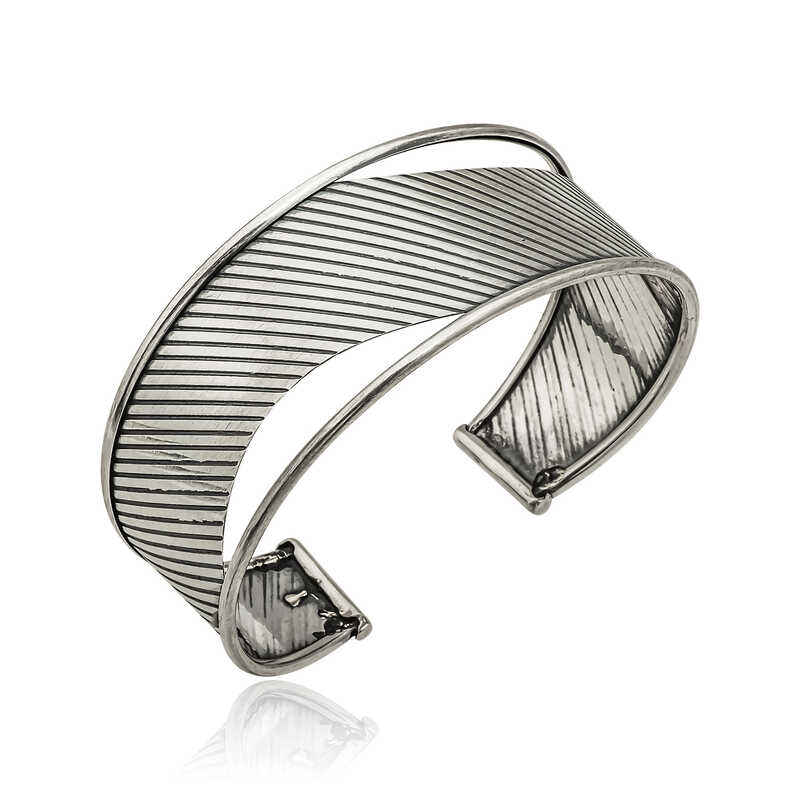 925 Ayar Gumus Eskitme Desenli Bilezik