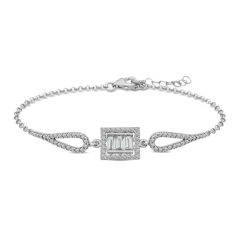 925 Ayar Gumus Baget Tasli Bileklik