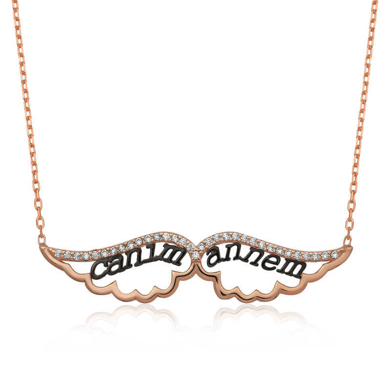 925 Ayar Gumus Melek Canim Annem Kadin Gumus Kolye