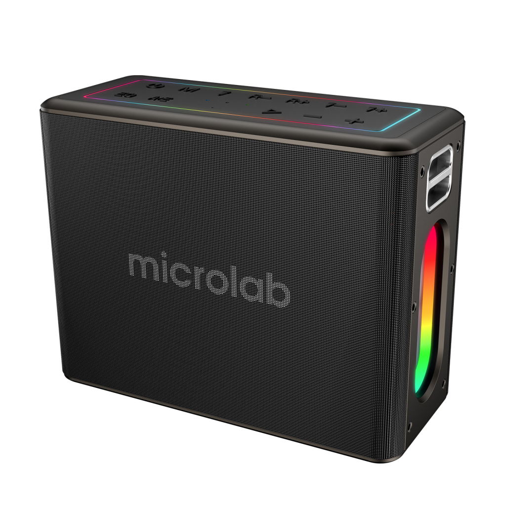 MICROLAB M60 Vega, 100W, Tasinabilir, BT/USB/AUX/TF/Type-C, RGB Isikli, 15000mAh Batarya, 2adet Mikrofon, Karaoke/Parti, Bluetooth Speaker,