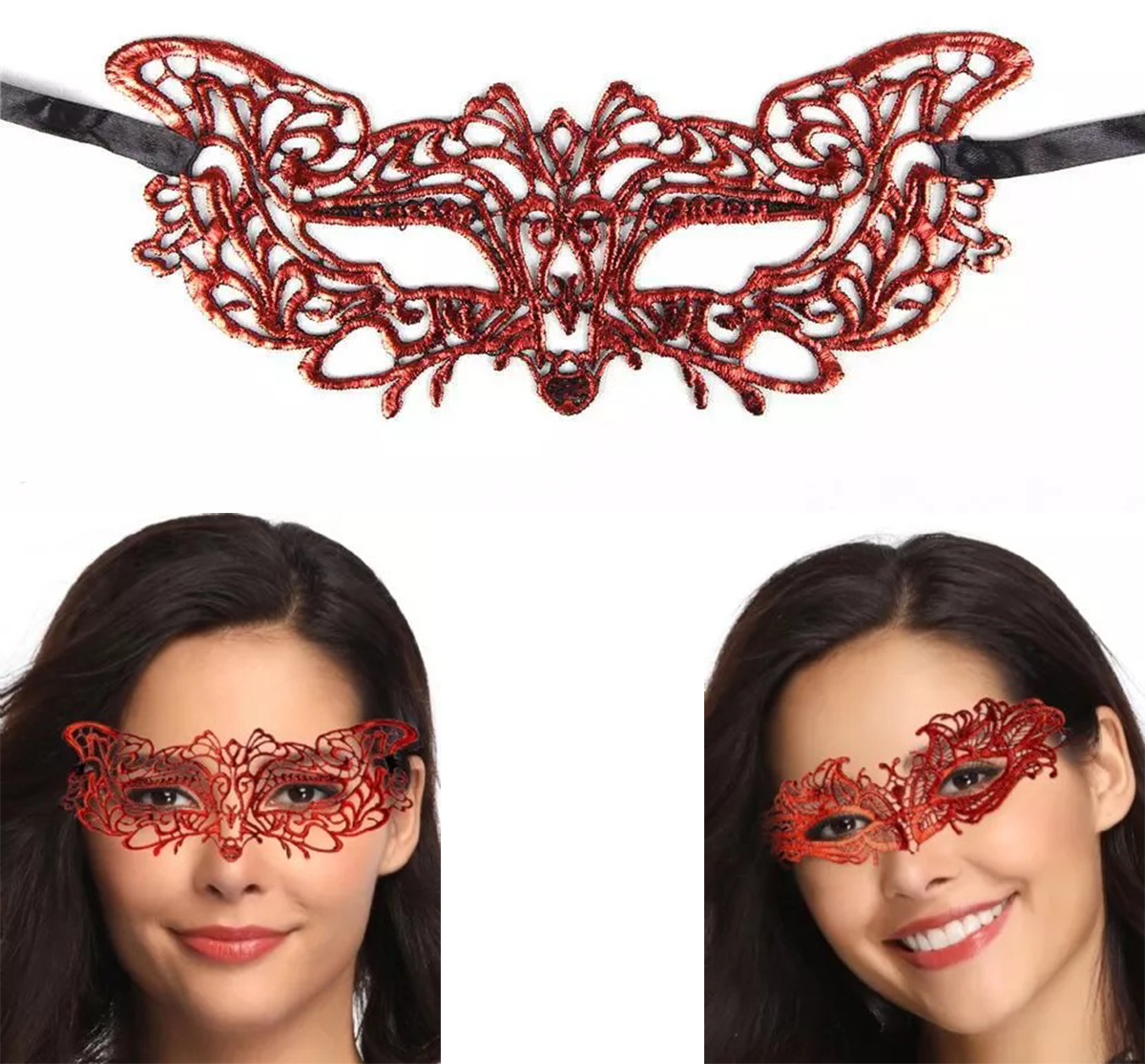 Kirmizi Dantel Masquerade Maskesi 9 No