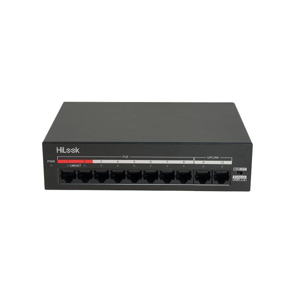 HILOOK NS-0110MP-60, 8 Port, Megabit, PoE 60W, 2 Port Megabit Uplink, Yonetilemez, Masaustu Switch