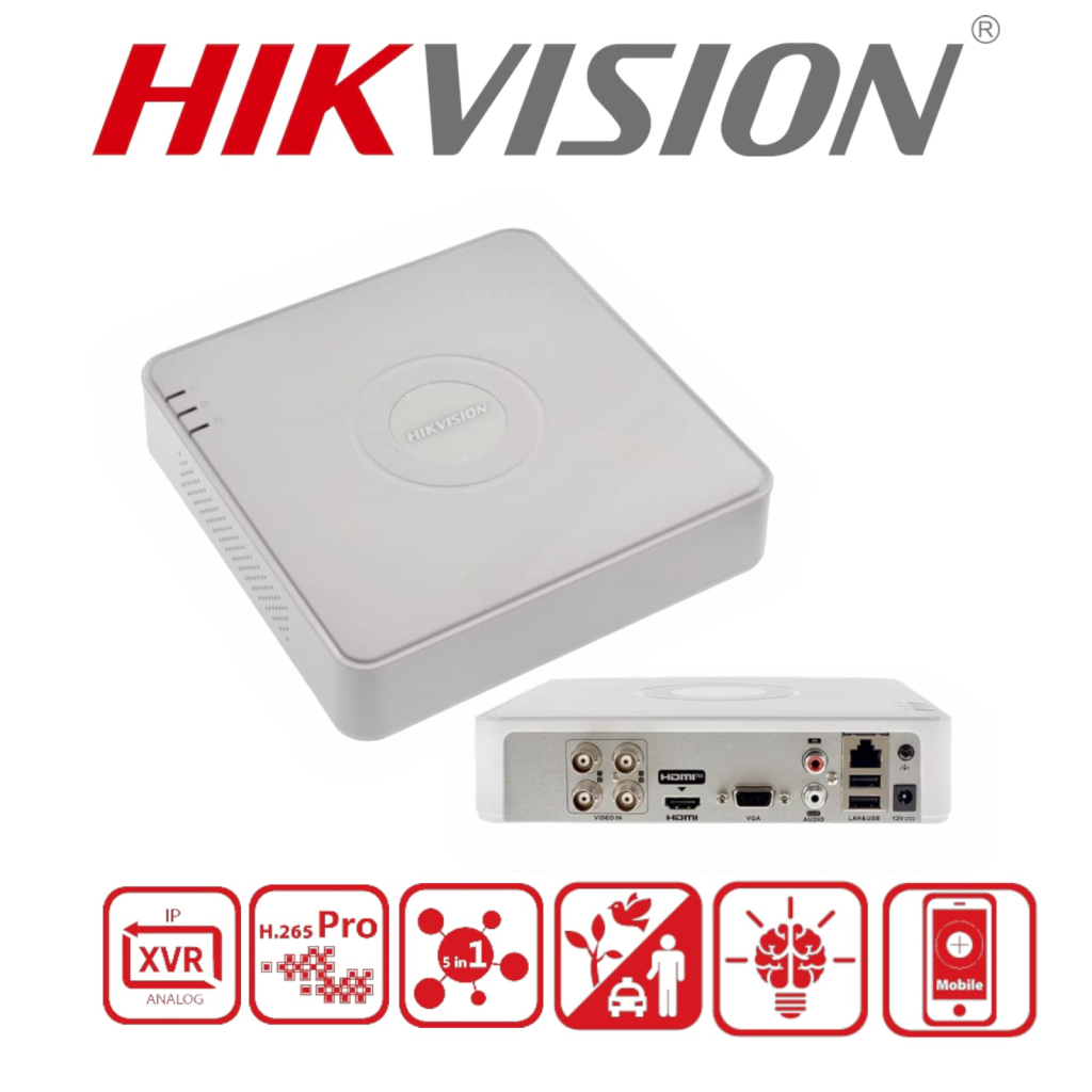 HIKVISION DS-7104HQHI-M1/S, 4Kanal, 5Mpix,  H265Pro+, 1 HDD Destegi, 5in1 DVR Cihazi