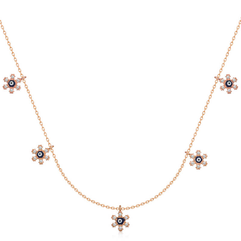 925 Ayar Gumus Cicek Nazarli Sans Kadin Gumus Kolye