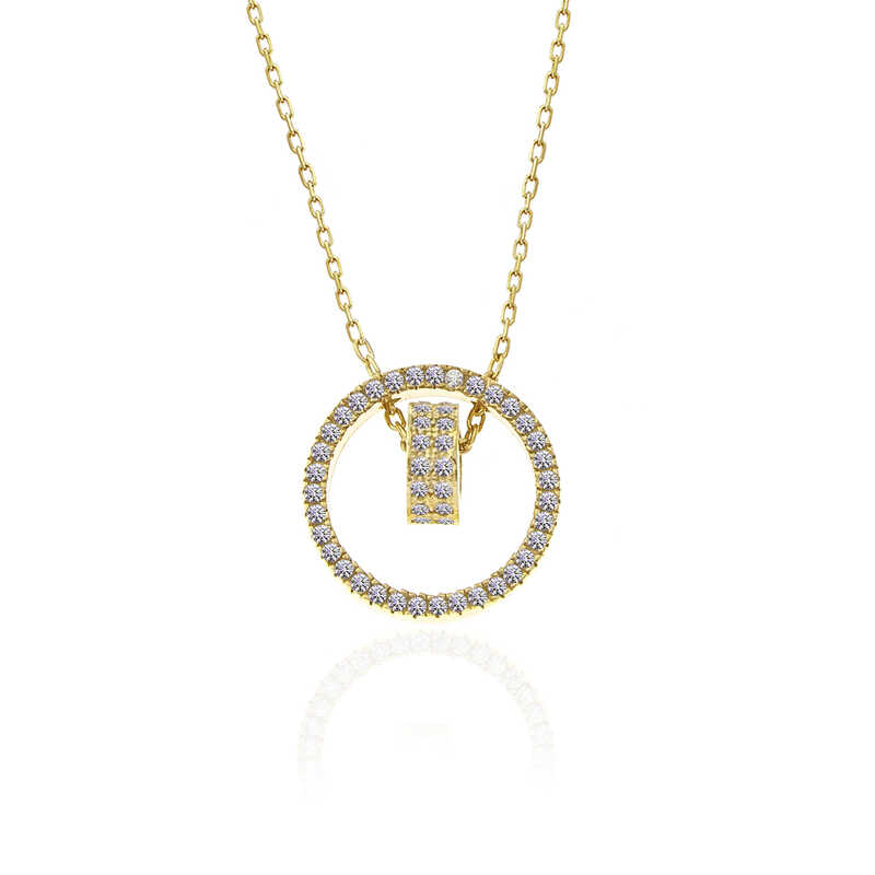 925 Ayar Gumus Gold Ic Ice Gecmis Halka Kadin Kolye