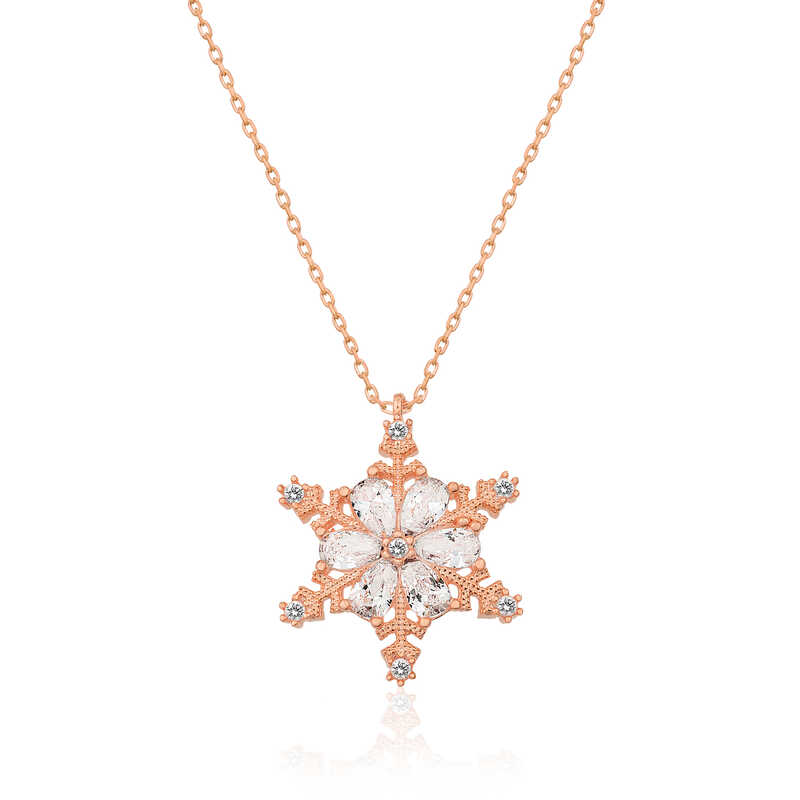 925 Ayar ​Gumus Kar Cicegi Kadin Gumus Kolye