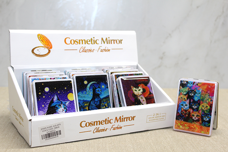 Hareketli Sulu Detayli Kedi Figurlu El Aynasi