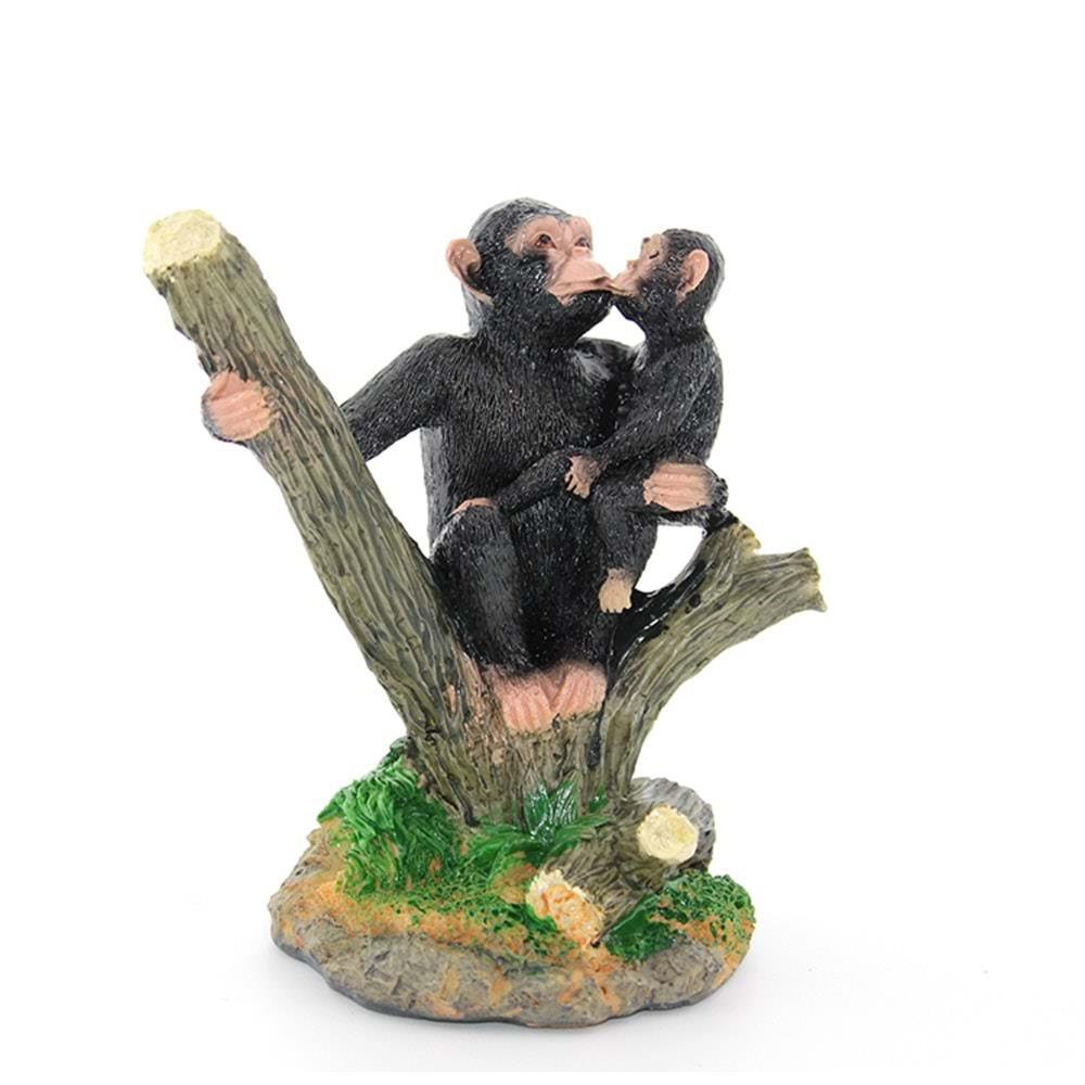 Polyester Dal Ustunde 2'Li Maymun Biblo Dekoratif Hediyelik