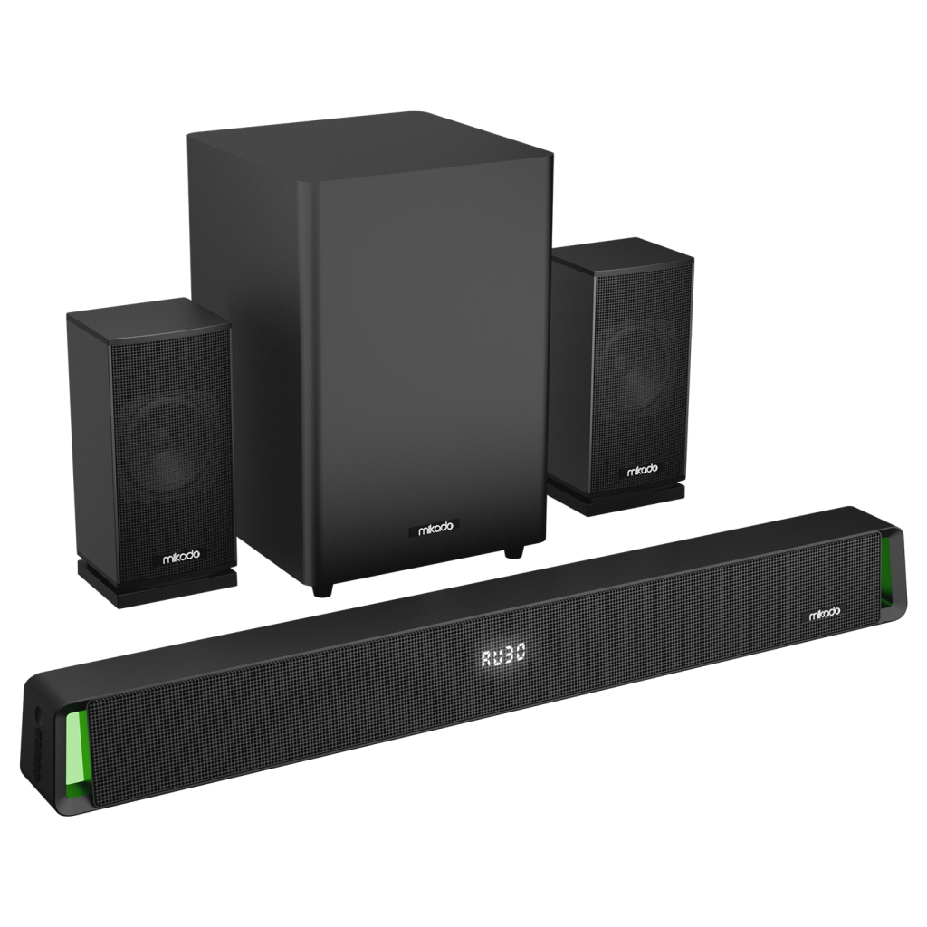 MIKADO MD-SBT35, 160W, 5+1, Masaustu, BT/AUX/USB/HDMI/OPTICAL, Soundbar, Siyah Kasa, Ev Sinema Sistemi