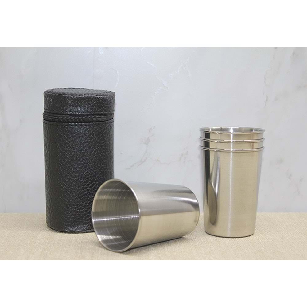 Deri Kilifli 4'Lu Shot Bardak