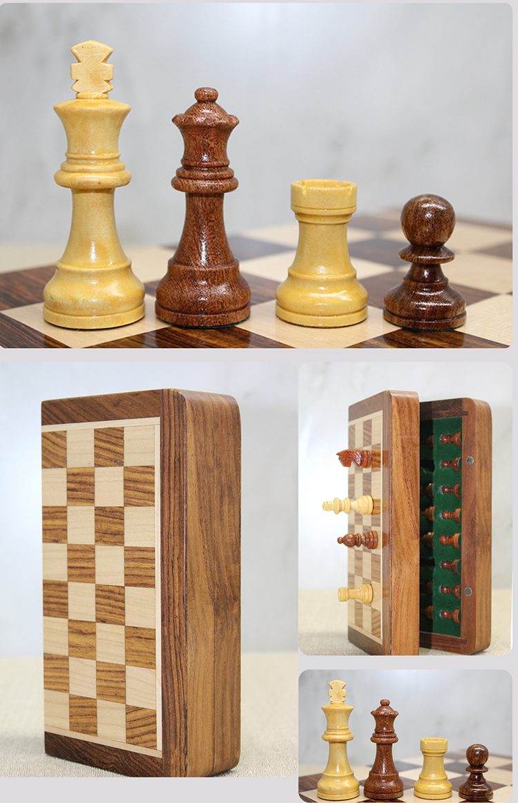 Ozel Vernikli Miknatis Tasli Ahsap Katlanabilir Kutulu Satranc Oyunu 30 Cm