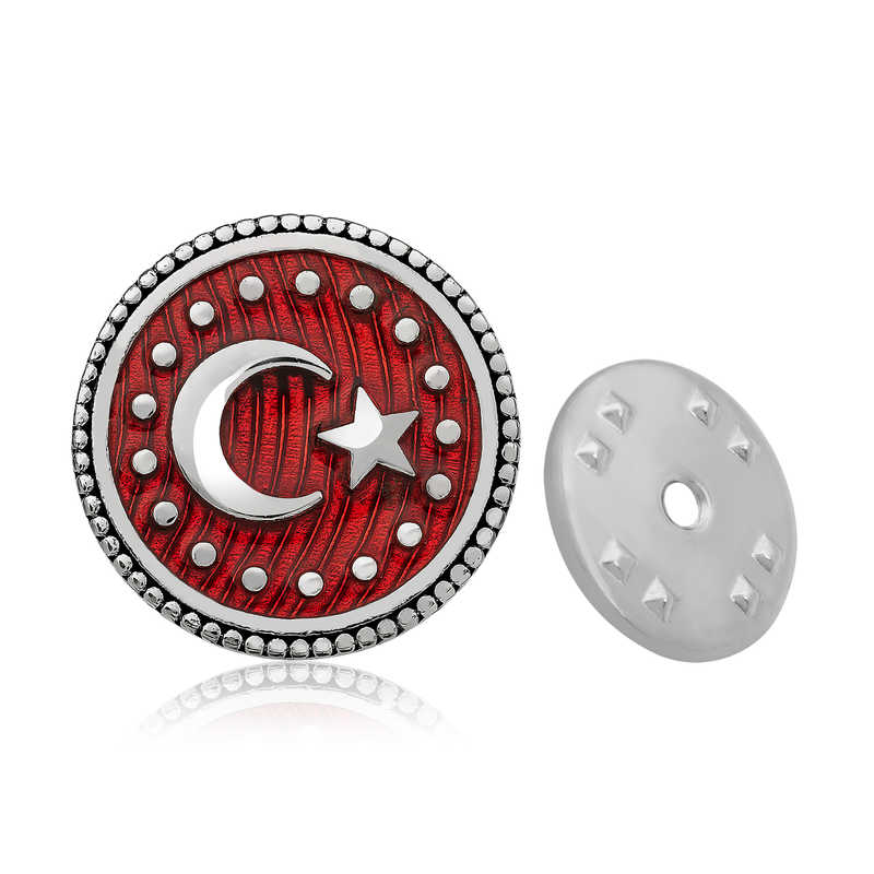 925 Ayar Gumus Ay Yildiz Rozet