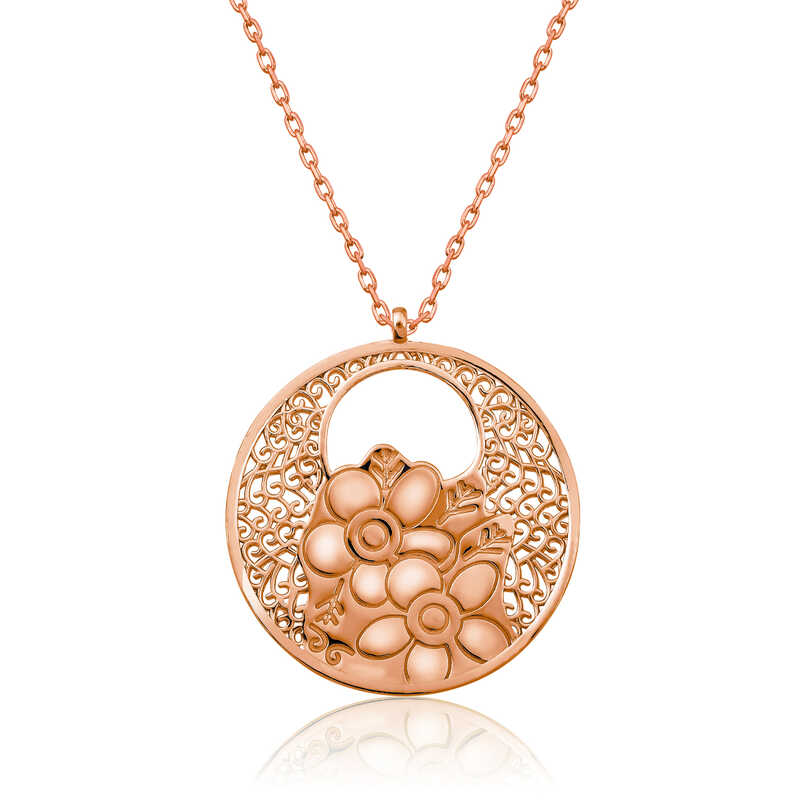 925 Ayar Gumus Yasam Cicegi Gumus Kolye