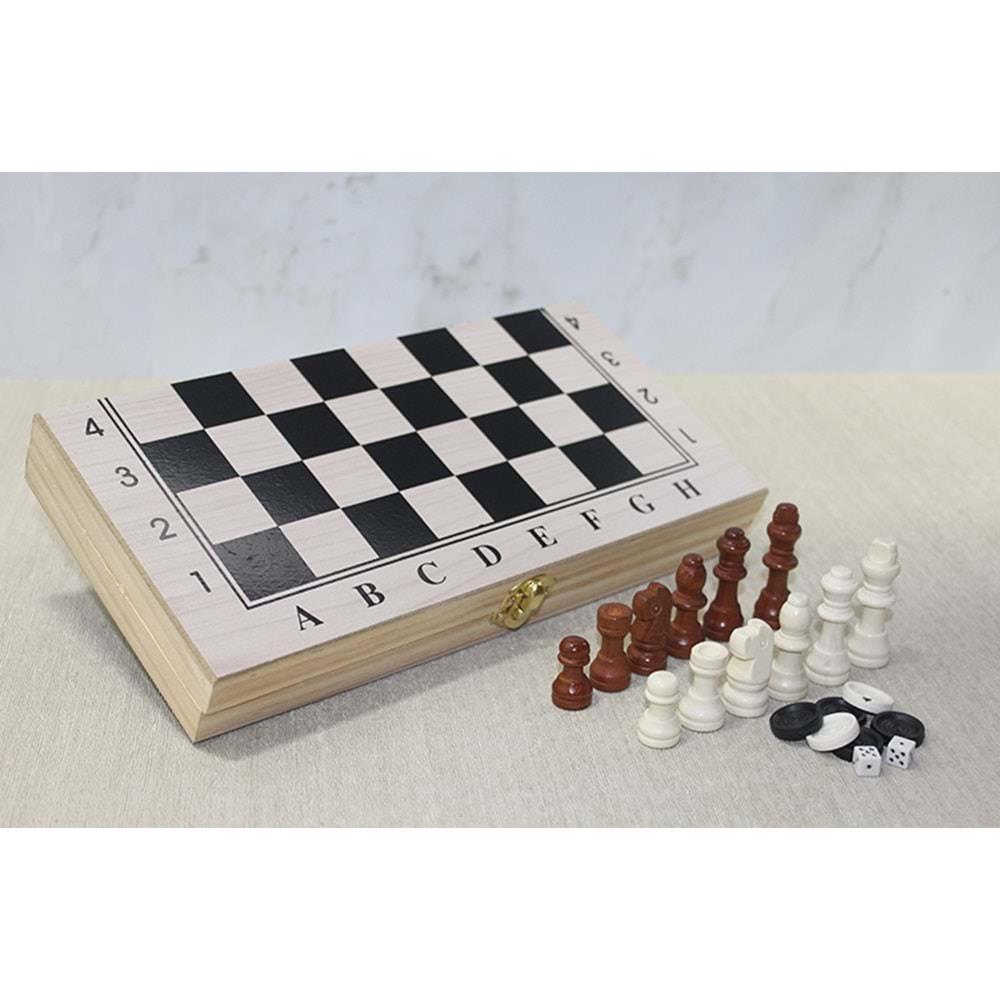 Ahsap Kutulu Satranc ve Tavla Seti