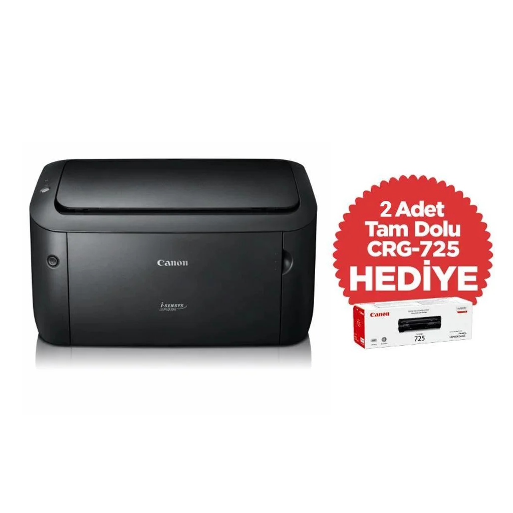 CANON i-SENSYS LBP6030B, Lazer Yazici (Siyah), Orjinal +2adet CRG725 Toner Hediyeli (Dakikada 18 Sayfa) ORIJINAL TONERLI