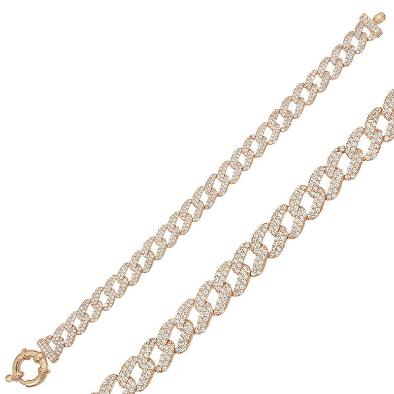 925 Ayar Gumus Rose Tasli Gurmet Bileklik