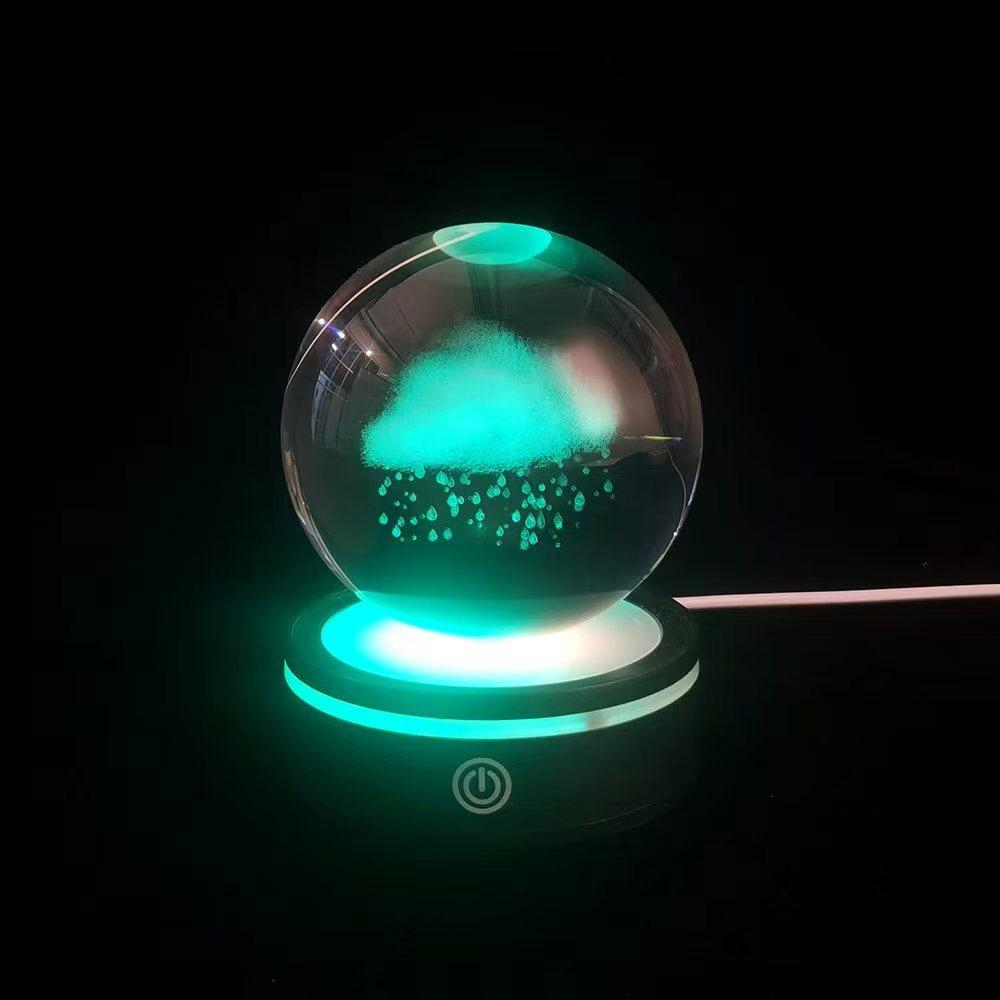 Yagmur Bulutu Tasarimli Usb'li Donen Cam Kure