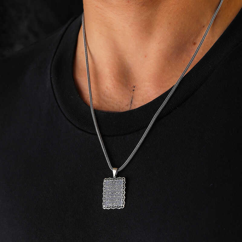 Gumus Ayetel Kursi Kolye