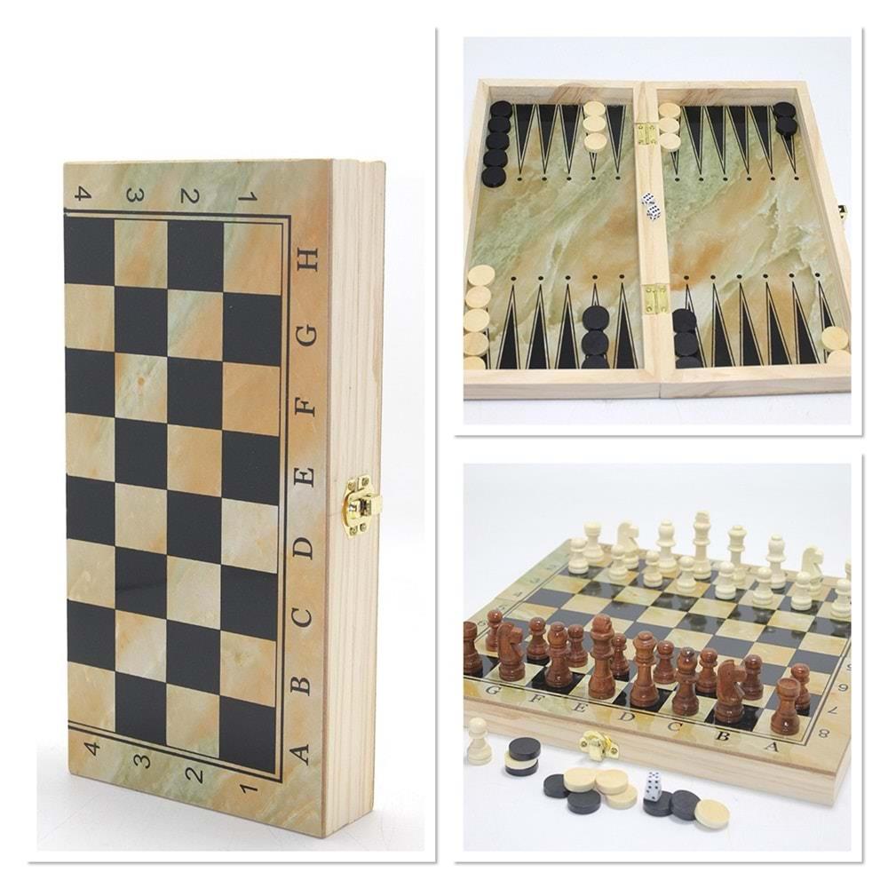 Ahsap Satranc ve Tavla Seti