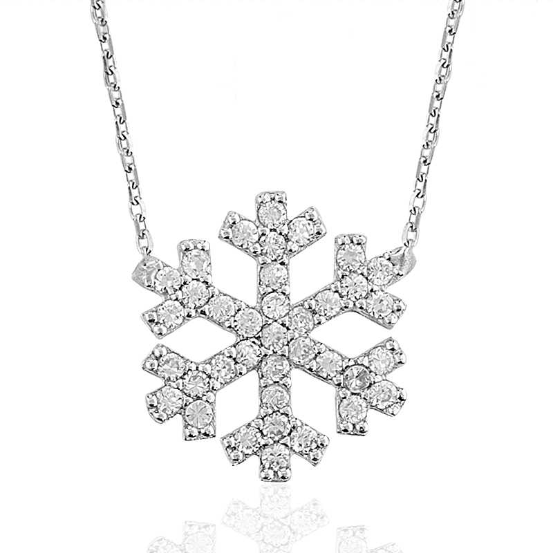 925 Ayar Gumus Kar Tanesi Kadin Gumus Kolye