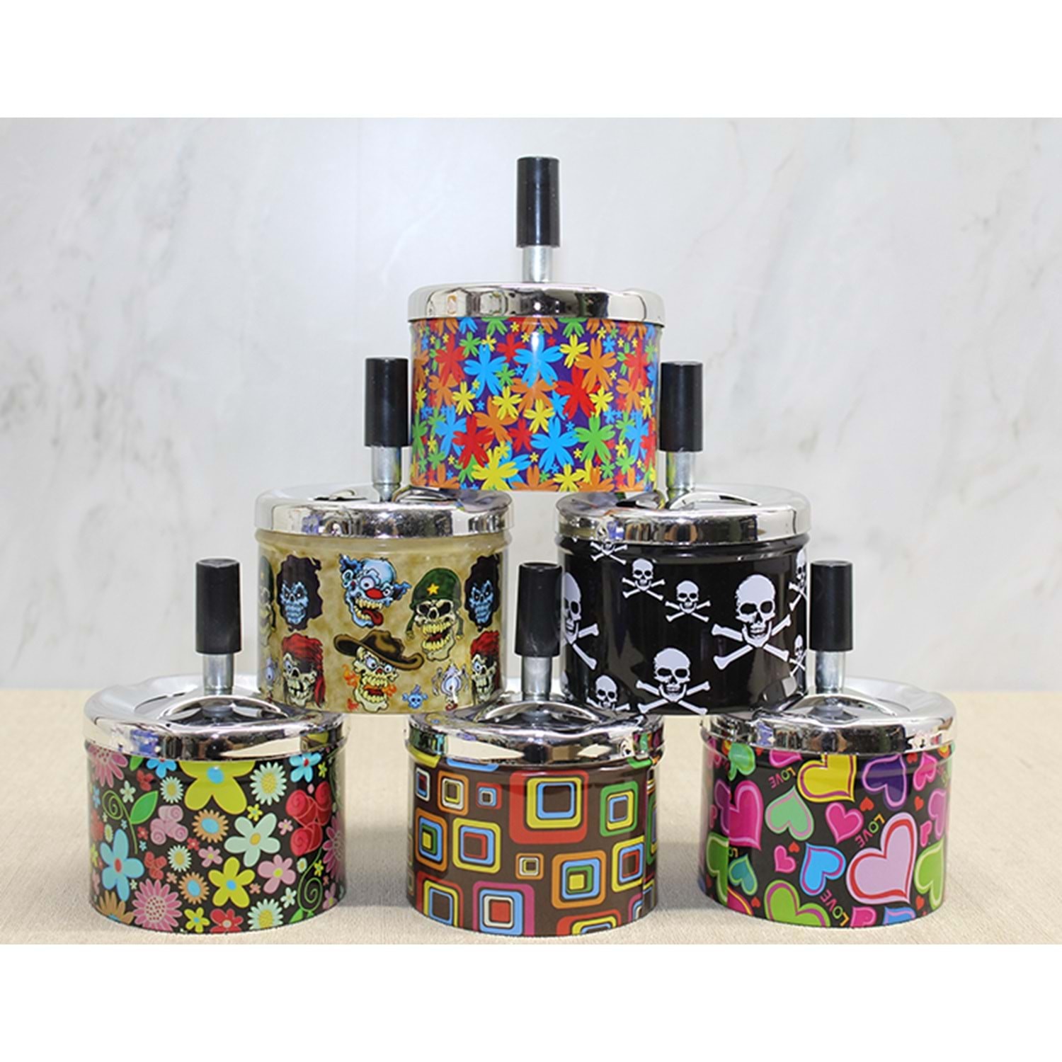 Metal Renkli Basmali Kulluk Yuvarlak