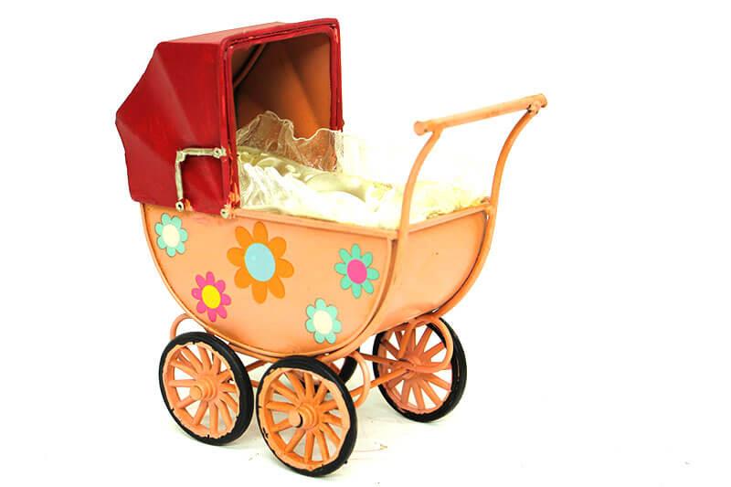 Dekoratif Metal Bebek Arabasi Biblo Vintage Hediyelik