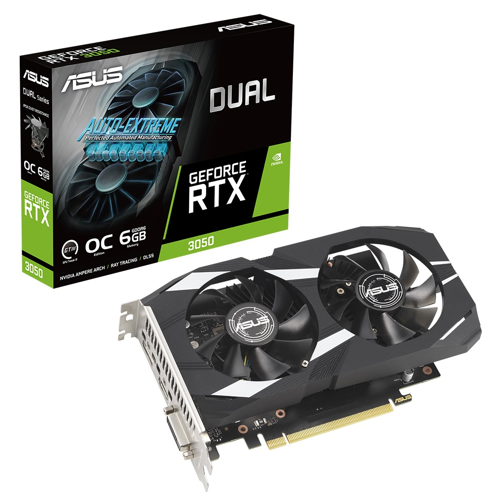 ASUS DUAL-RTX3050-O6G, 6GB, GDDR6, 96Bit, 1xHDMI, 1xDP, 1xDVI GAMING Ekran Karti
